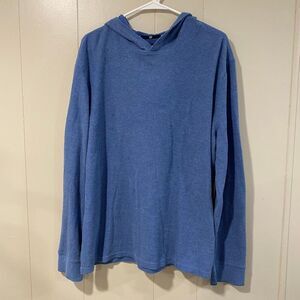 GAP Blue Waffle Knit Hoodie Long Sleeve Pullover Size XL